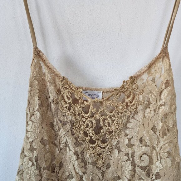 Cinema Etoile Lingerie Gold Lace Silk Large - Picture 5 of 5